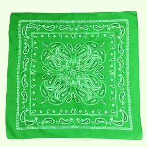 New 100% Cotton Square Scarf Bandana Handkerchief Green with Paisley Print